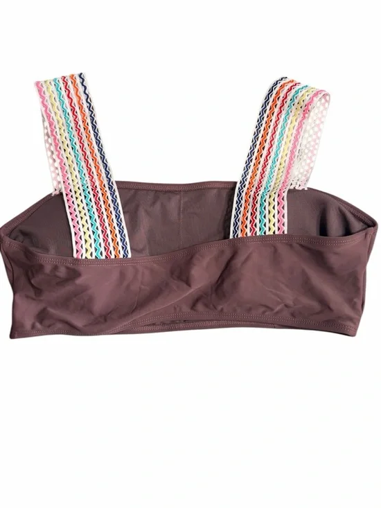 Cupshe Brown One-Piece Bikini with Multicolor Straps and Bright Trim - Picture 4 of 5